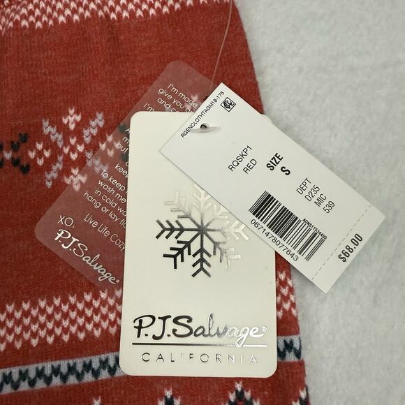 P.J. Salvage Red Fair Isle Jogger Pants Women’s Small NWT - Picture 8 of 10